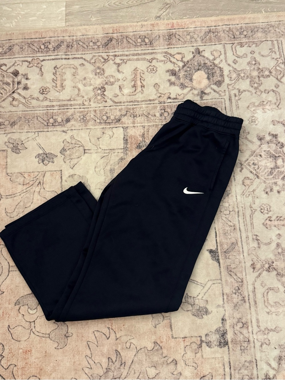 Nike Kids Black Jogger Sweatpants with White Swoosh